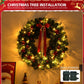 Pre-lit 24-inch Christmas Wreath - Battery-Powered with Warm LED Lights & DIY Ornaments, Perfect for Front Door, Holiday Decor 2024