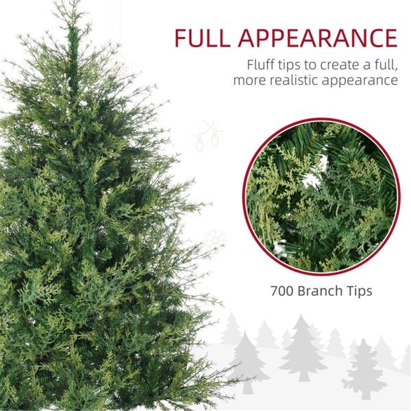 6 ft Realistic Green Christmas Tree – Easy Shape with 700 Tips, Perfect Indoor Holiday Decor for Christmas 2024