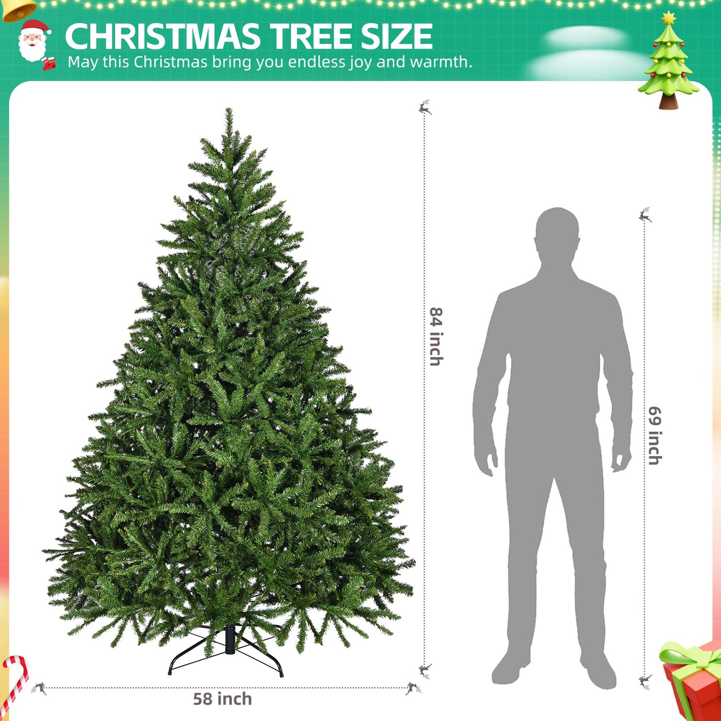 7ft Premium PVC Hinged Artificial Christmas Tree - Lifelike Spruce with 2231 Tips, Sturdy Metal Stand for Home, Office & Holiday Celebrations