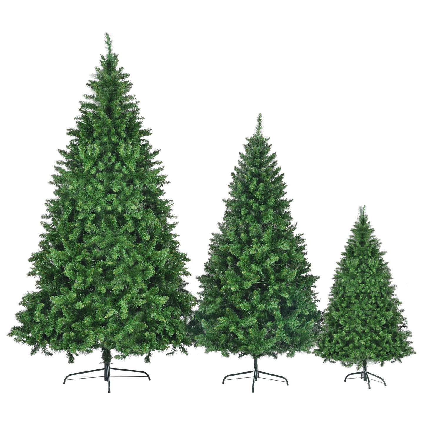 Set of 3 Pre-Lit Green Pine Artificial Christmas Trees - 4FT, 6FT, 8FT with 820 Warm LED Lights, Perfect Holiday Decor for Home & Office