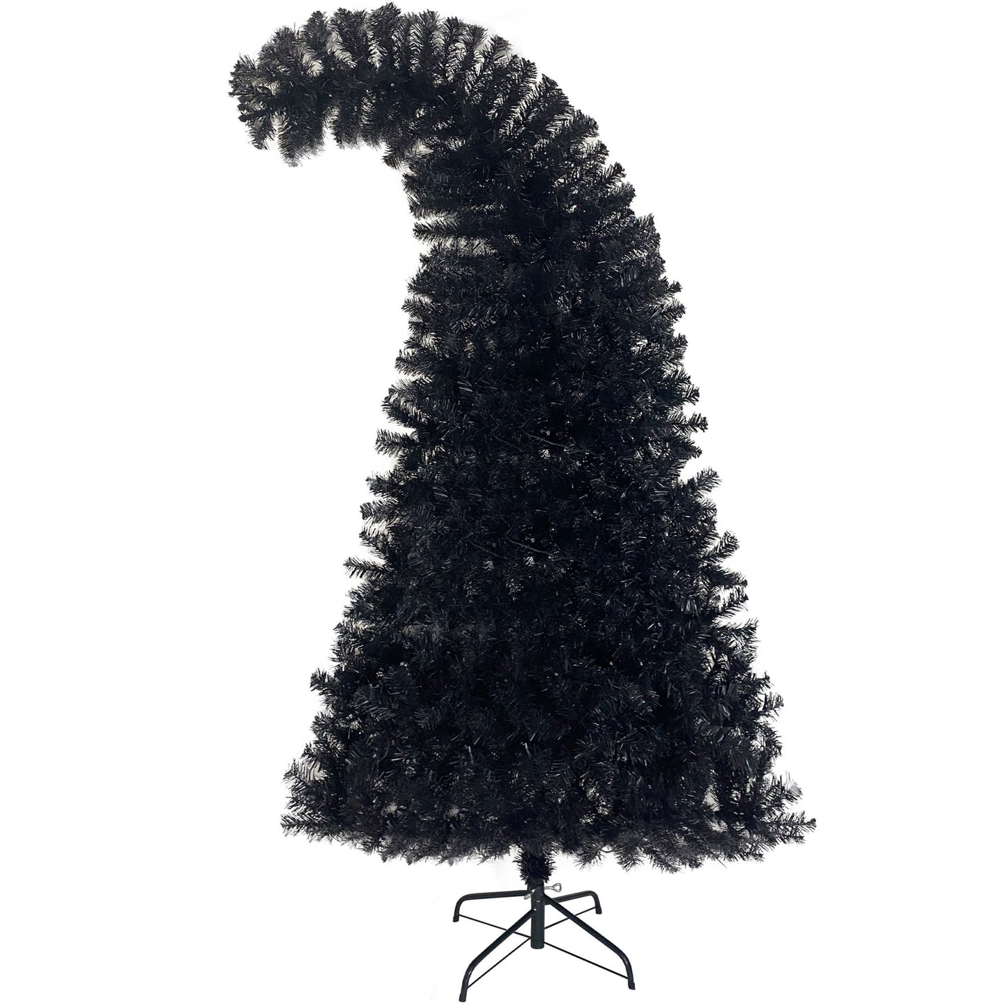 6FT Bendable Black Christmas Hat Tree with 300 LED Lights - Unique Holiday Decoration for Christmas & Halloween Celebrations