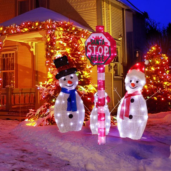 Outdoor Santa Stop Here Sign – 13.5"x13.5"x52" Durable Christmas Decoration for Yard, Festive Holiday Decor 2024