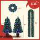 4 ft Pre-Lit Optical Fiber Christmas Tree Set - Colorful LED Lights with Garland, Wreath & Entrance Trees for Festive Holiday Decor 2024