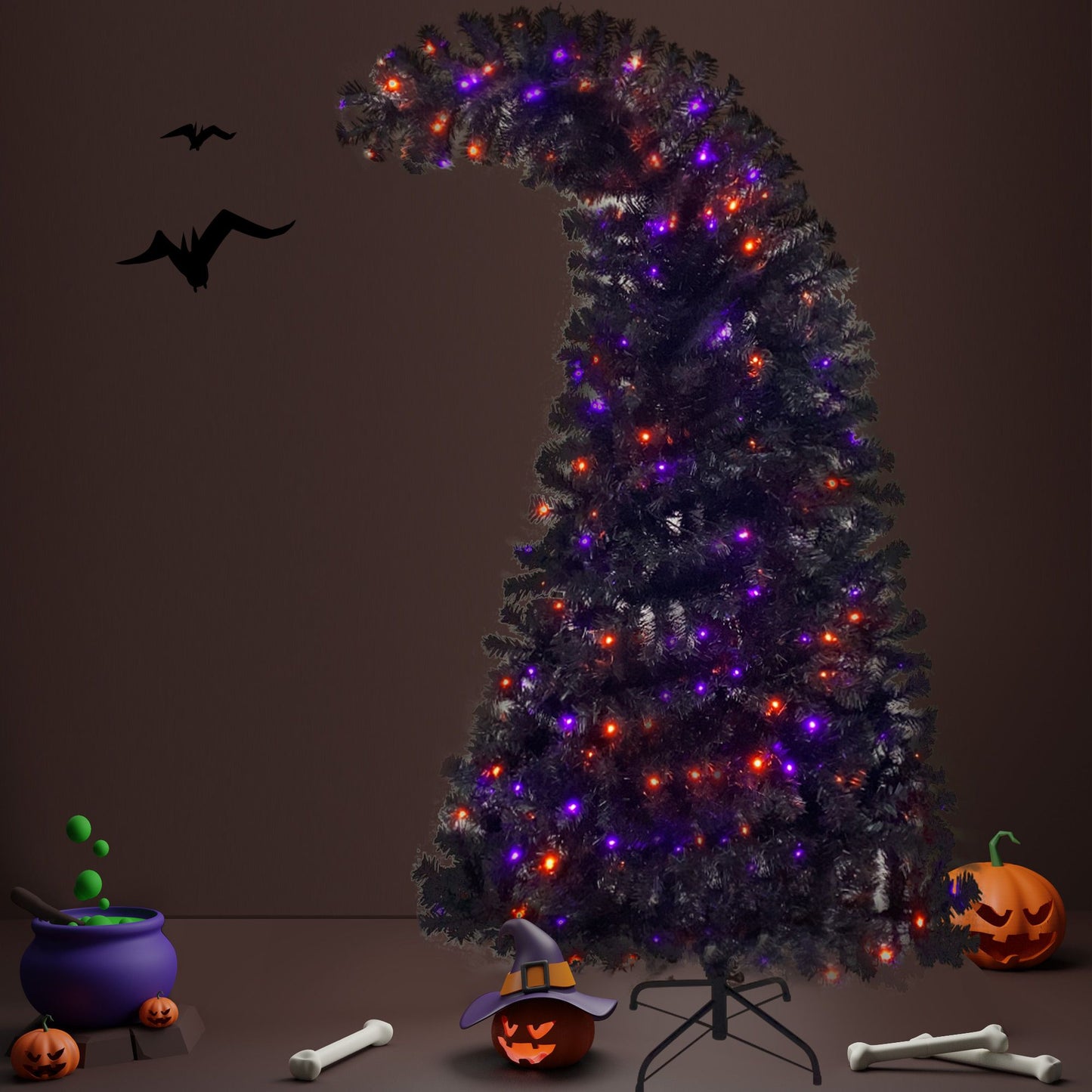 6FT Bendable Grinch Style Christmas Tree – Pre-Lit with 300 LED Lights, Unique Holiday Decor for Home & Office 2024