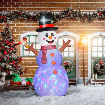 Inflatable Snowman with LED Lights – 65" Tall, Colorful Rotating Design, Outdoor Safe, Christmas Decor 2024