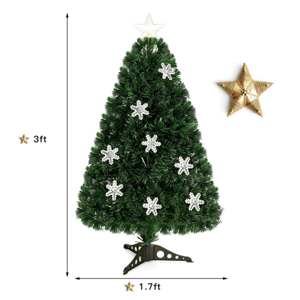 3 Feet Pre-Lit Snowflake Christmas Tree with LED Lights - Realistic Holiday Decor for Home & Office 2024