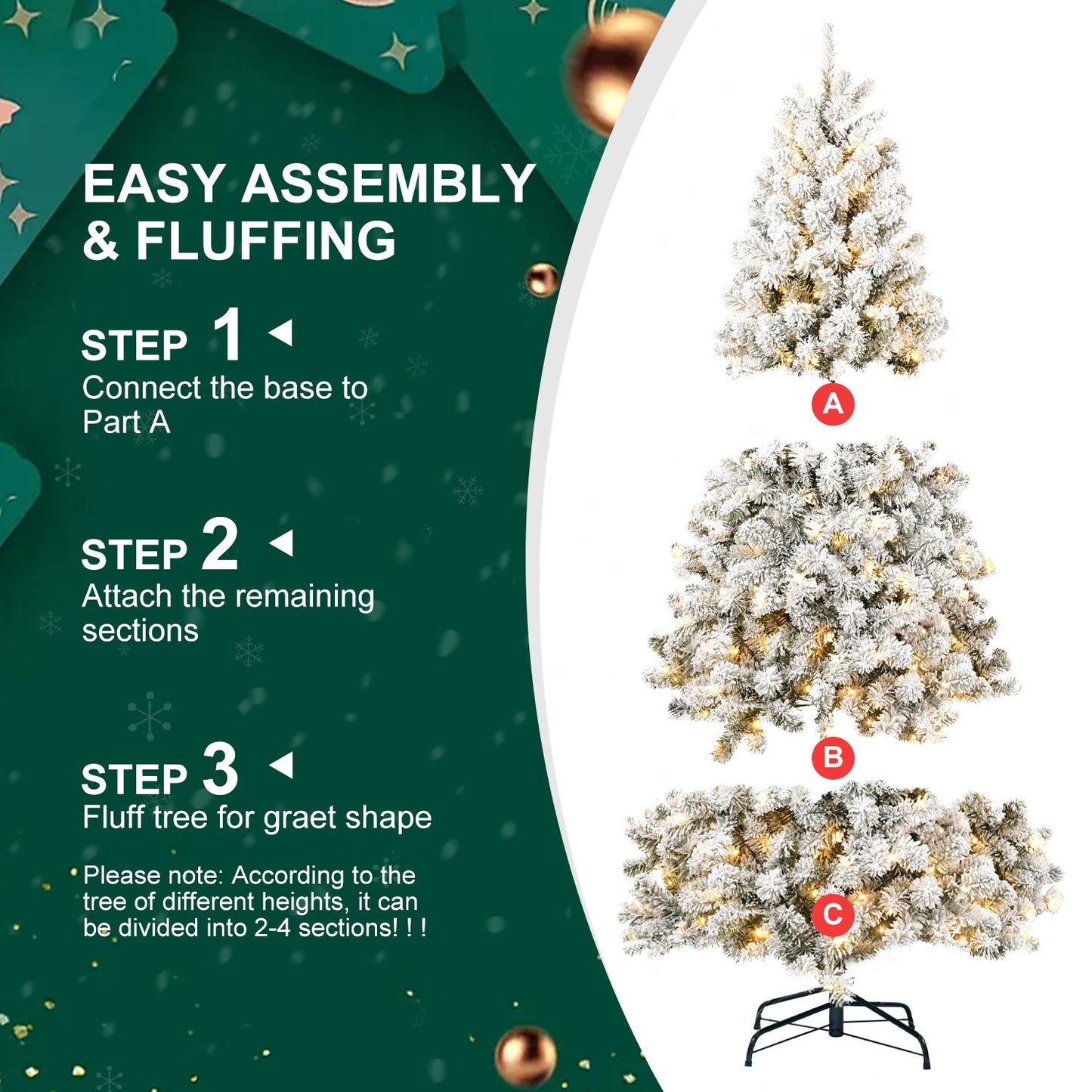 Pre-Lit 6FT Fluffy Green PVC Christmas Tree with Memory Wire - Festive Holiday Decor for a Magical Christmas Celebration