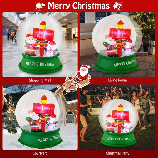 4 Ft Inflatable Christmas Snow Globe – LED Lit Santa & Snowmen, Outdoor Decoration for Holiday 2024