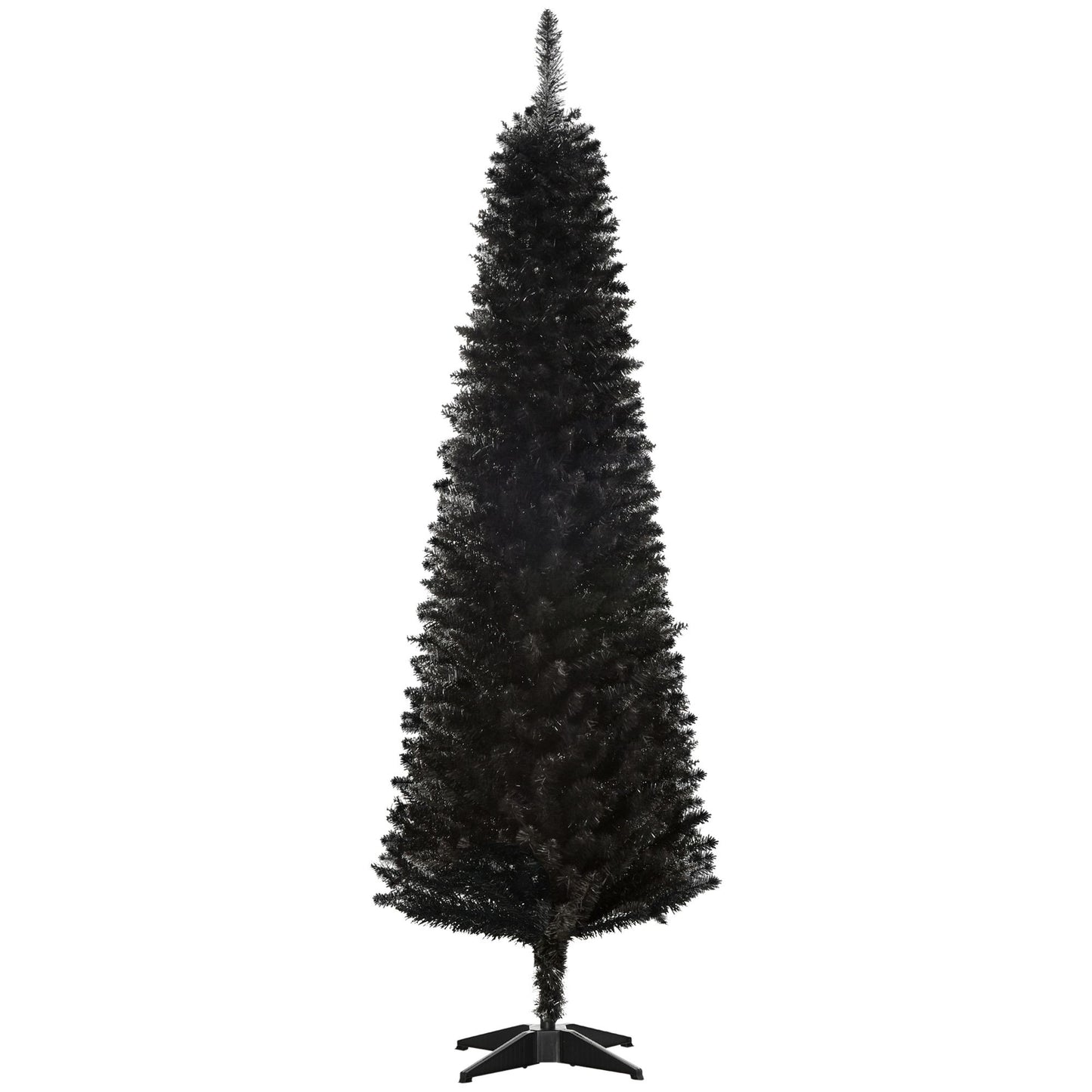 6' Slim Black Pencil Christmas Tree - 390 Realistic Branch Tips, Ideal for Holiday Decor 2024