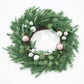 26-inch Pine Needle Wreath with Silver Ornaments – Rustic Farmhouse Style, Indoor/Outdoor Decor, Christmas 2024