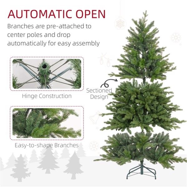 6ft Realistic Green Christmas Tree – Flame Retardant Branches with Easy Setup, Perfect Holiday Decor for Indoor Use 2024