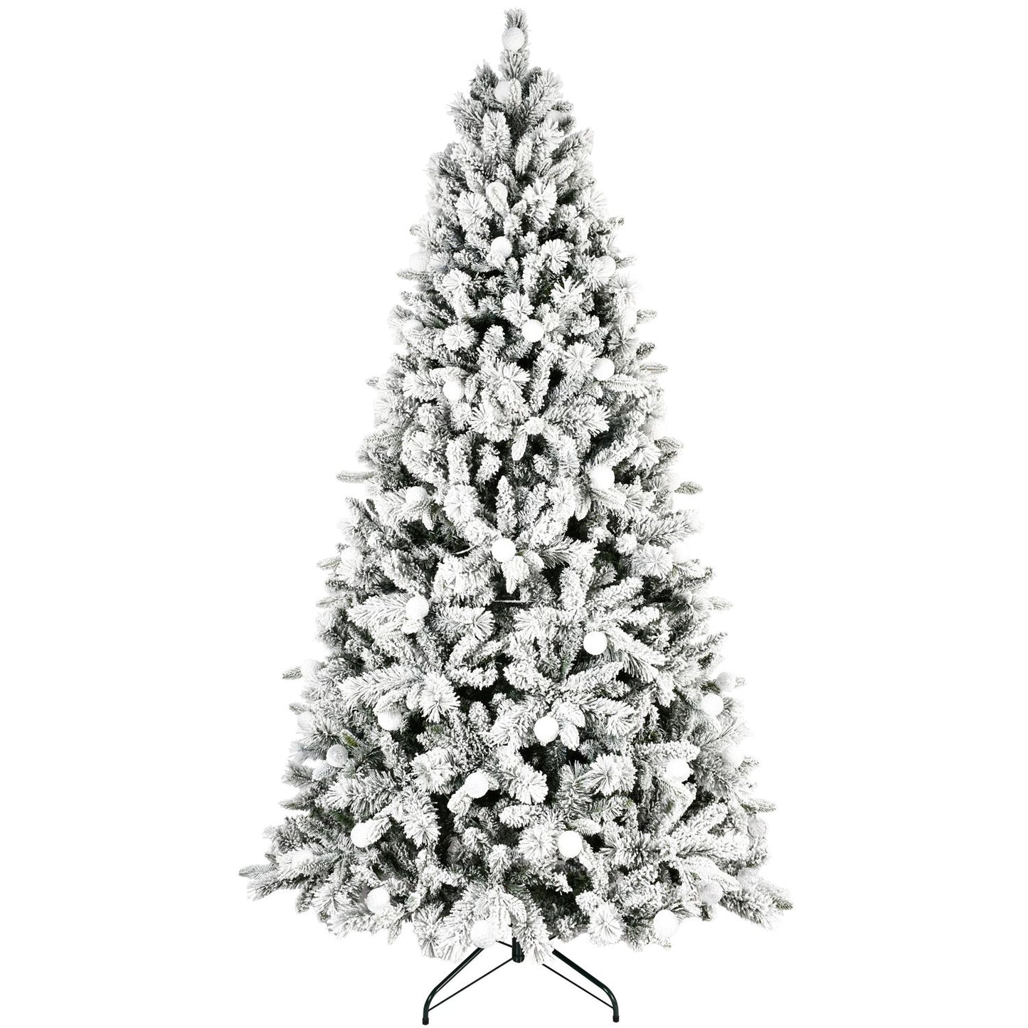 7.5 ft Pre-Lit Snow-Flocked Christmas Tree with 10-Function LED Lights – Vibrant Holiday Decor for Home Celebrations 2024