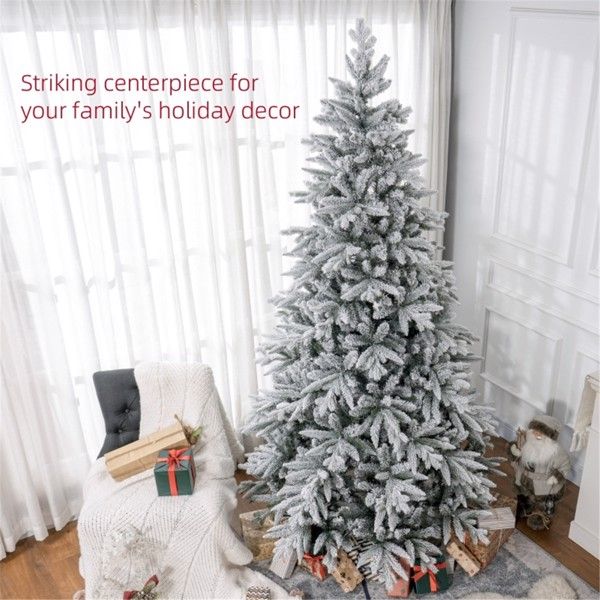 8 ft Snow-Flocked Christmas Tree – Realistic Indoor Holiday Decor with 2003 Tips for Festive Home Celebrations 2024