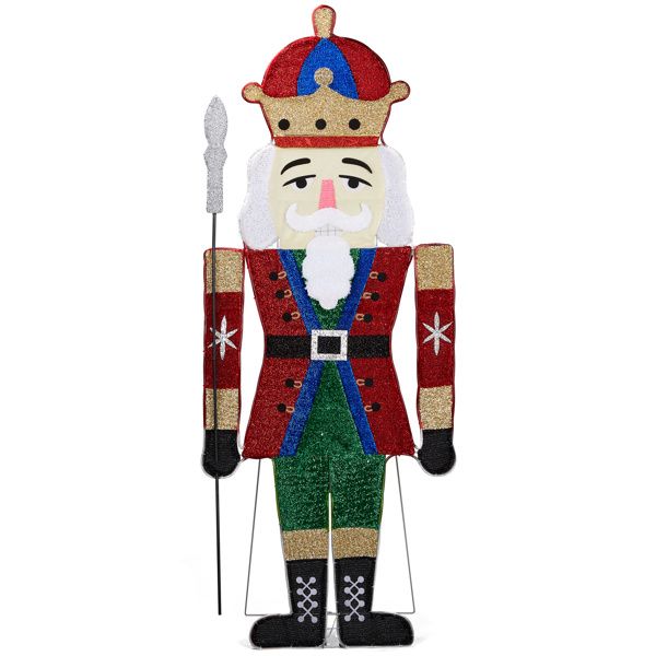 Lighted Nutcracker Soldier Decoration – 66-inch Pre-lit with 162 LED Warm White Lights, Indoor/Outdoor Holiday Decor 2024