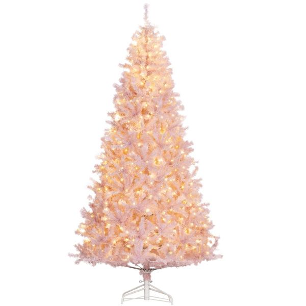 7.5 ft Pre-Lit Pink Christmas Tree – Festive Holiday Decor with 500 LED Lights, Perfect for Indoor Christmas 2024