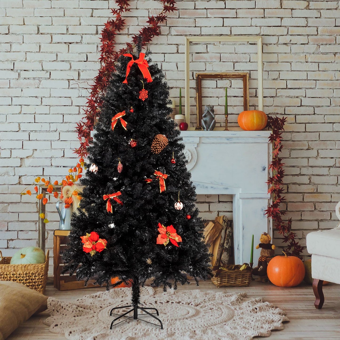 7.5 ft Black Tie Christmas Tree – 2500 Branches, Perfect Holiday Decor for Festive Celebrations 2024