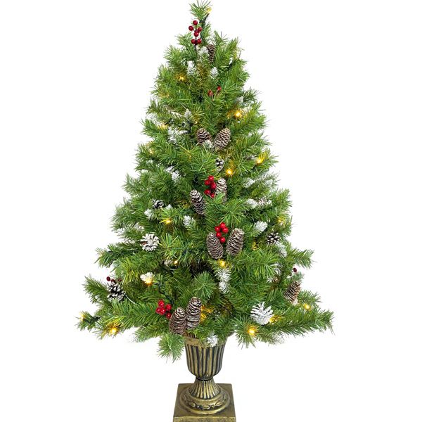 4 ft Pre-Lit Artificial Christmas Tree Set with Wreath, Garland & Entrance Trees - LED Lights for Festive Home Decor 2024