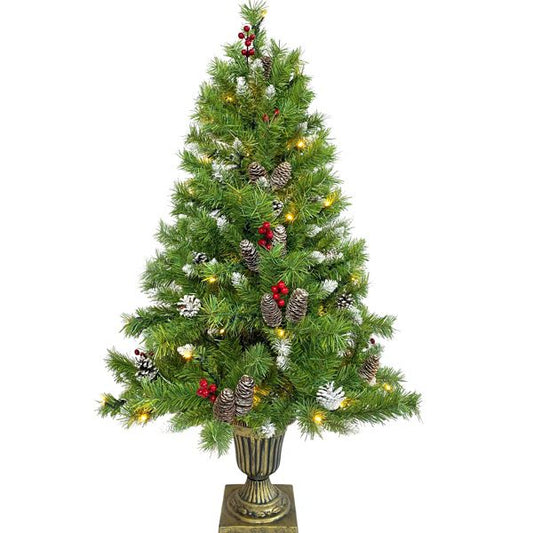 4 ft Pre-Lit Artificial Christmas Tree Set with Wreath, Garland & Entrance Trees - LED Lights for Festive Home Decor 2024