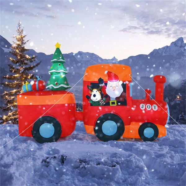 8.6 ft LED Lit Inflatable Christmas Train – Colorful Holiday Decor for Outdoor Use, Christmas 2024