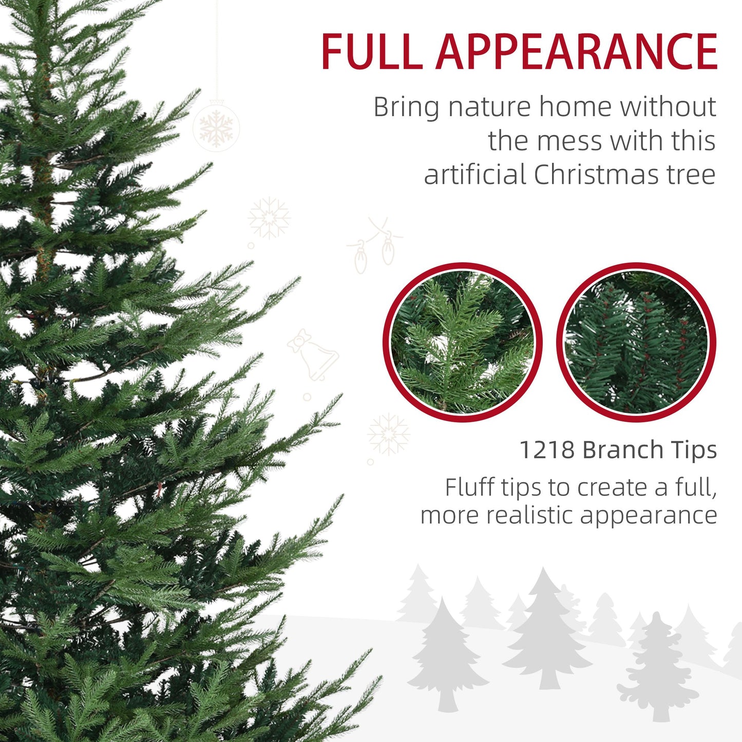 7.5 ft Realistic Hinged Christmas Tree – 1218 Pine Branches, Easy Assembly, Perfect Holiday Decor for Christmas 2024