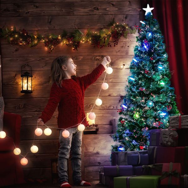 7.5 ft Pre-Lit Green Christmas Tree with Colorful LED Lights and 300 Branch Tips for Festive Holiday Decor 2024