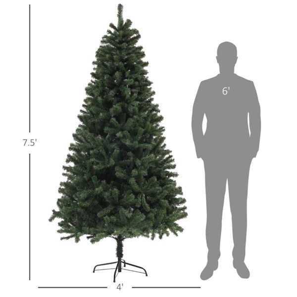 7.5 ft Realistic Green Christmas Tree – Flame Retardant, Easy Setup Holiday Decor for Indoor Use 2024