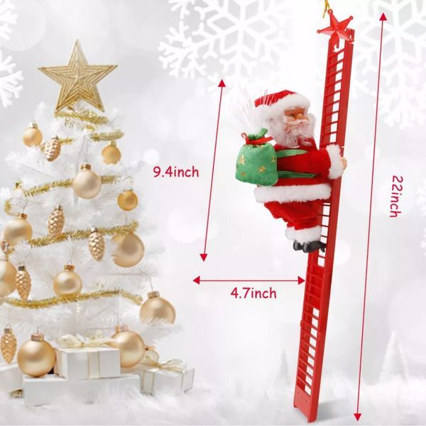 Electric Santa Claus Climbing Ladder Christmas Tree Party Decor Music Doll Gifts