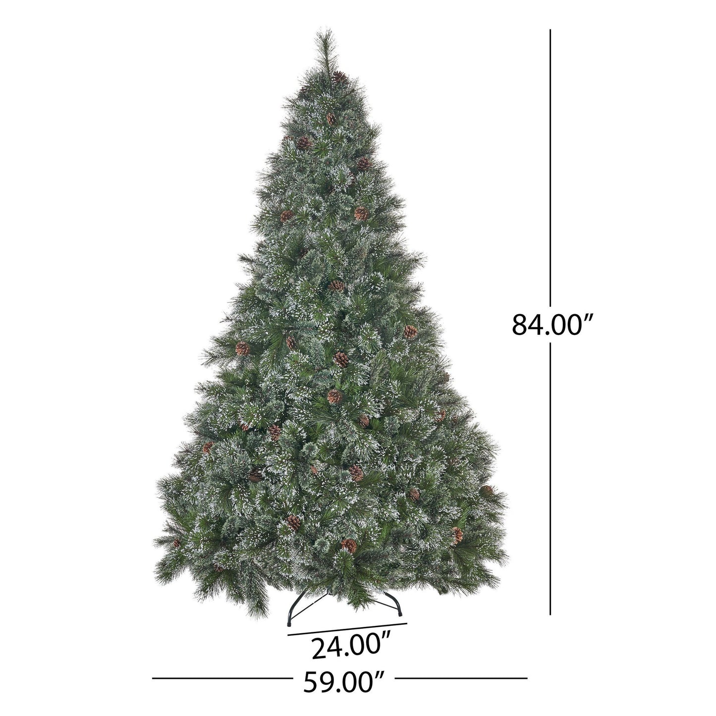 7 ft Snow-Flocked Faux Cashmere Christmas Tree with 75 Pine Cones – Elegant Holiday Decor for Home 2024