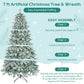 7 ft Pre-Lit Artificial Christmas Tree with 2 Wreaths – Festive Holiday Decor with 380 LED Lights, Perfect for Home & Office Christmas 2024