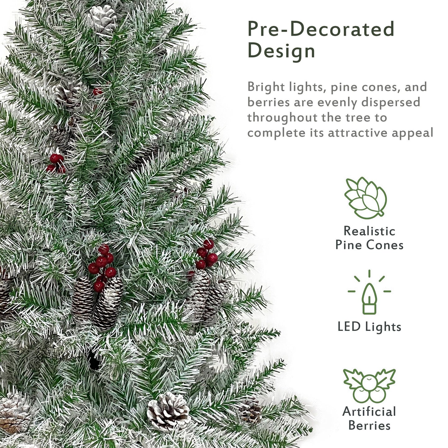 4-Piece Pre-Lit Christmas Tree Set with Realistic Garland, Wreath, and Entrance Trees for Festive Holiday Decor 2024