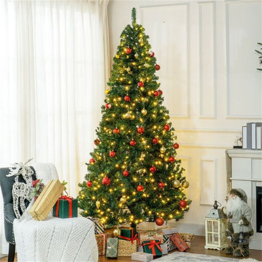 7.5 ft Pre-Lit Artificial Christmas Tree – Full and Lifelike Holiday Decor with 500 LED Lights, Perfect for Home and Office Christmas 2024