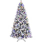 8ft Pre-Lit Snow-Flocked Christmas Tree with Colorful & Warm LED Lights – Perfect Holiday Decor for Home, Christmas 2024