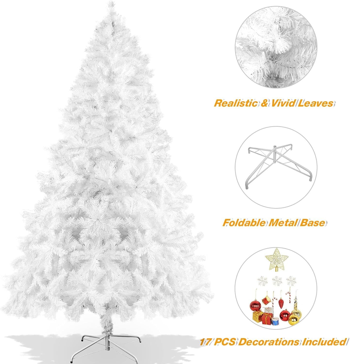 8 Ft Eco-Friendly PVC Christmas Tree - 1500 Tips for Festive Decoration, Sturdy Metal Base, Perfect Holiday Centerpiece