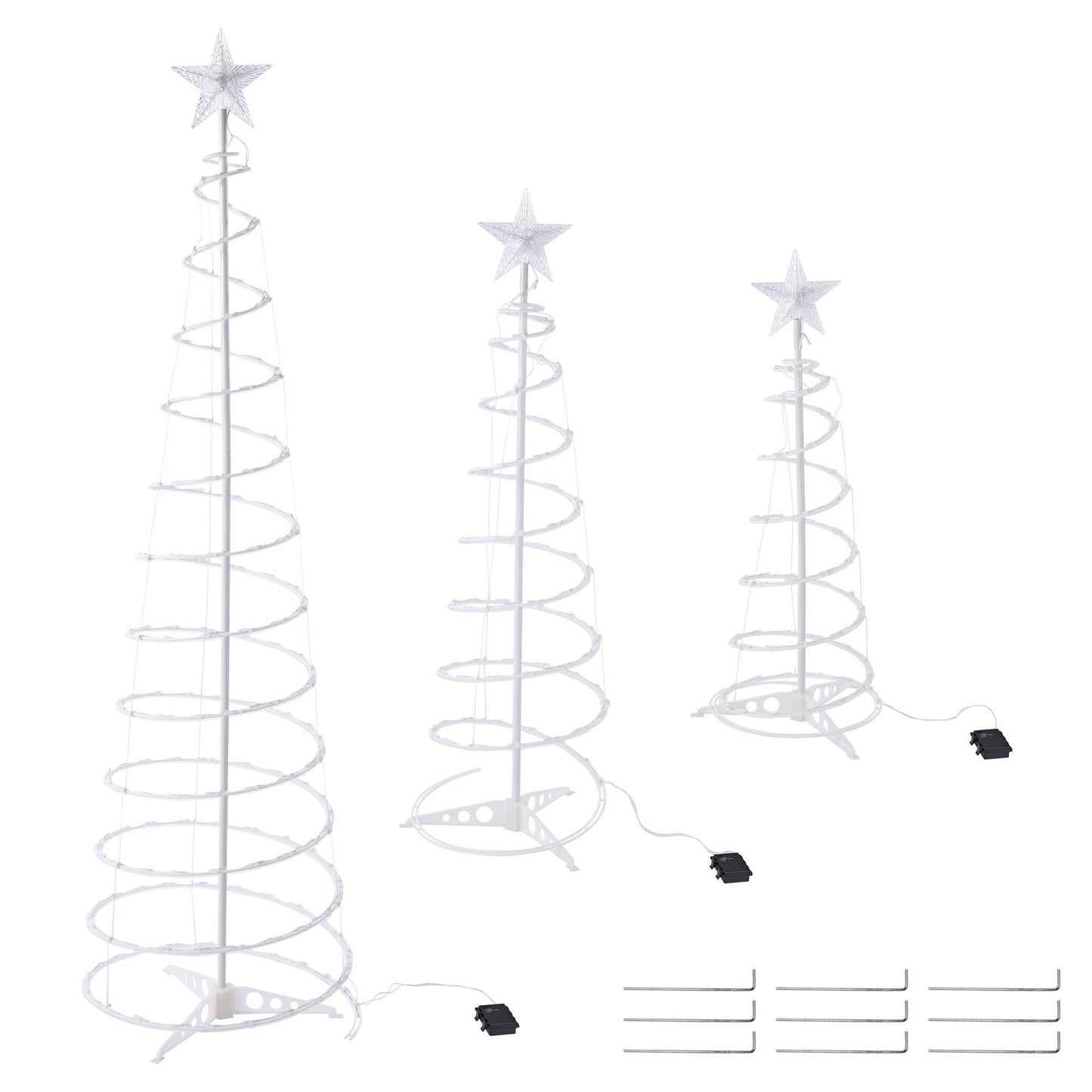 6ft Battery-Operated LED Spiral Christmas Tree - Cool White Lights with Twinkle/Steady Modes for Festive Decor 2024