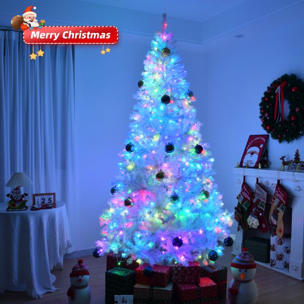 7 ft Pre-Lit White Christmas Tree with 400 RGB LED Lights – App Controlled Holiday Decor for Home & Office Christmas 2024