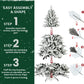 7FT Flocked Green & White Christmas Tree - Realistic PE/PVC Design for Holiday Decor, Easy Setup & Stable Base