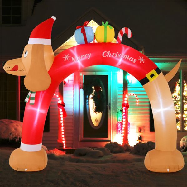 8-Foot Dachshund Inflatable Christmas Arch – LED Lit with Presents, Outdoor Decoration, Holiday Decor 2024