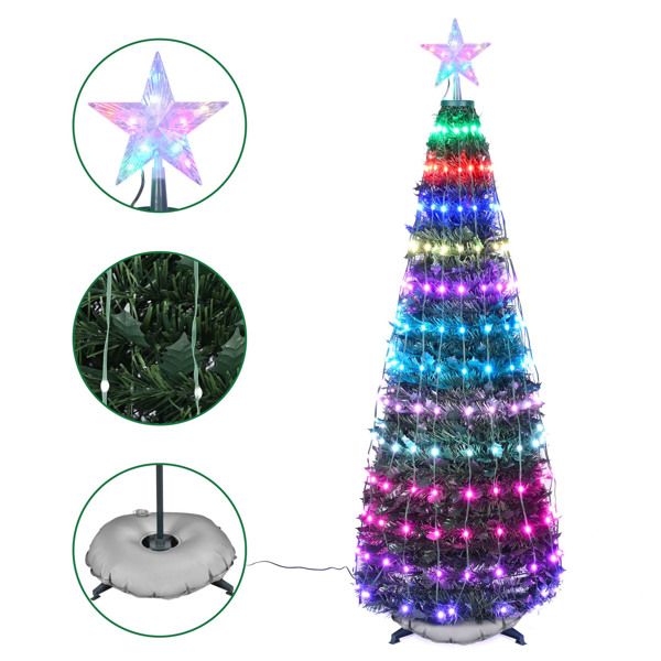 5 ft Pre-Lit Artificial Christmas Tree with RGB LED Lights & Lighted Star Finial – Colorful Holiday Decor for Christmas 2024