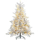 6ft Snow-Flocked Pre-Lit Christmas Tree with Warm White LED Lights – Realistic Holiday Decor for Home 2024