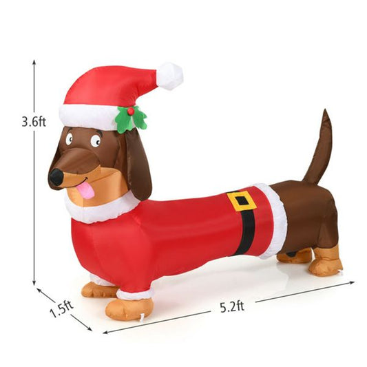 5 Feet Inflatable Christmas Dog Decoration – LED Lit with Built-in Lights, Outdoor Safe, Holiday Decor 2024