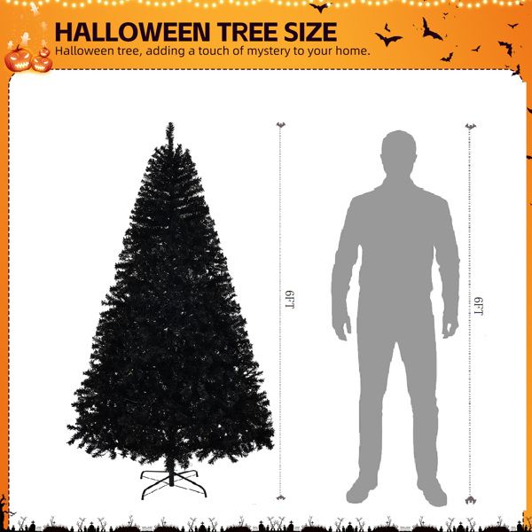 6 FT Black Pre-Lit Christmas Tree with 250 LED Lights & Remote Control - Lifelike Holiday Decor for Home & Office 2024