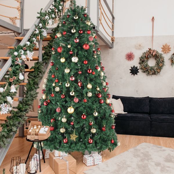 12ft PVC Christmas Tree with 7794 Tips - Automatic Structure, Durable Green Holiday Decor for 2024