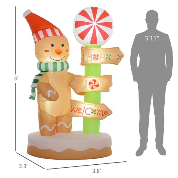 Inflatable Gingerbread Man with LED Lights – 45.3" Outdoor Christmas Decor, Holiday Cheer 2024