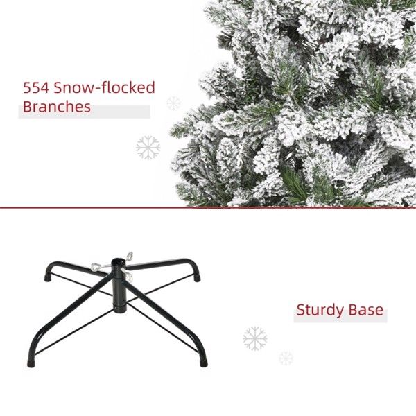 7.5 ft Snow-Flocked Artificial Pencil Christmas Tree – Realistic Indoor Holiday Decor for Christmas 2024