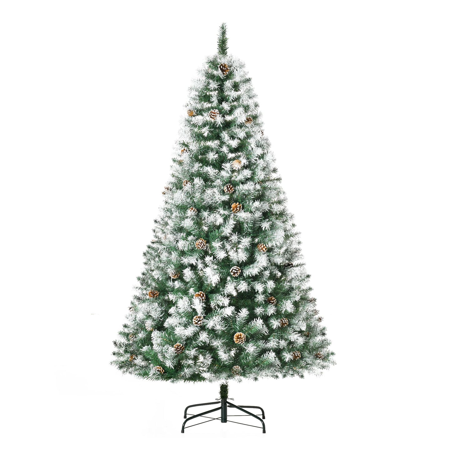 6 ft Snow-Dusted Full Fir Artificial Christmas Tree with 800 Tips and Pinecones – Realistic Holiday Decor for Christmas 2024