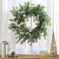 26-inch Pine Needle Wreath with Silver Ornaments – Rustic Farmhouse Style, Indoor/Outdoor Decor, Christmas 2024