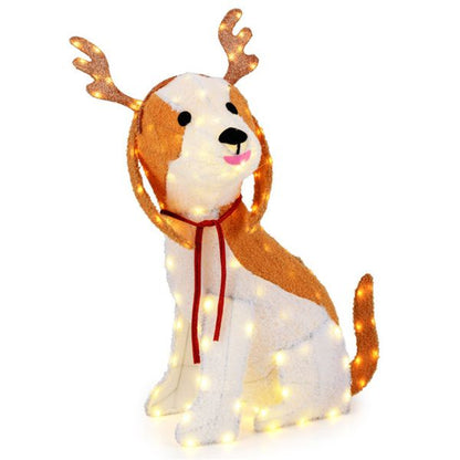 43.5" LED Lighted Christmas Dog Decoration – Adorable Outdoor Display with Antlers & Scarf, Festive Decor 2024