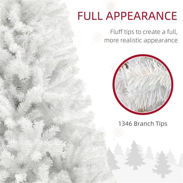 7.5 ft Realistic White Christmas Tree – Flame Retardant, Easy Setup for Indoor Holiday Decor 2024