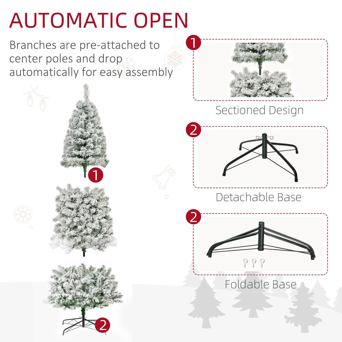 9ft Pre-Lit Slim Douglas Fir Christmas Tree - Snow-Flocked with 550 LED Lights, Perfect Holiday Decor for Home 2024