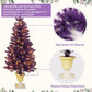 4 ft Pre-Lit Purple Christmas Tree Set with Wreath, Garland & Entrance Trees – LED Holiday Decor for Festive Celebrations 2024